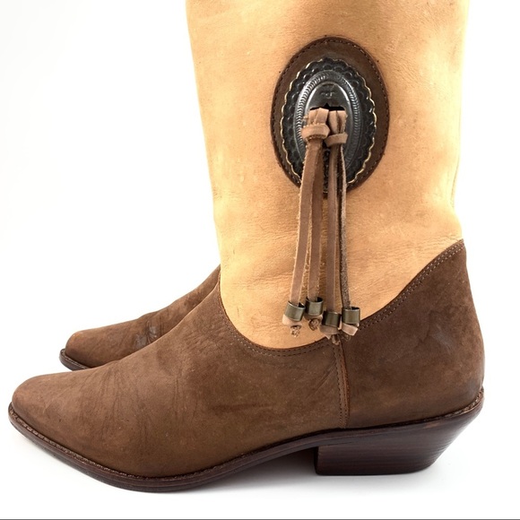 VTG DINGO brown suede cowgirl boots w/ tassels - Picture 11 of 13